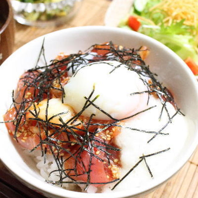 マグロとキムチのやまかけ丼　レシピ