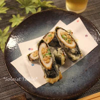 カレ絶賛♪ 梅が決め手の、オクラ納豆をはさんだ竹輪の磯部揚げ