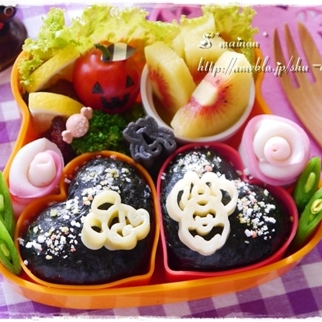 ＊葉っぷるちゃんジャック＆ディズニーパスタnoハロウィン弁☆キャラ弁＊