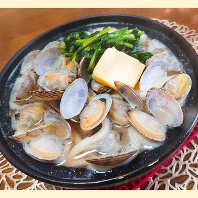 アレンジ【あさりの味噌バターうどん】