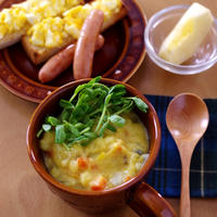 豆乳と根野菜でつくる、あったか具だくさんスープ☆朝食スープで食育も♪