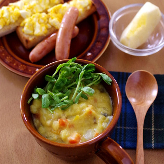 豆乳と根野菜でつくる、あったか具だくさんスープ☆朝食スープで食育も♪
