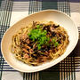 芽ひじきと葉付き玉ねぎ、ツナのパスタ。