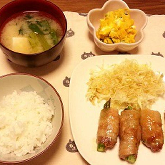 小松菜とアスパラの豚バラ肉巻き