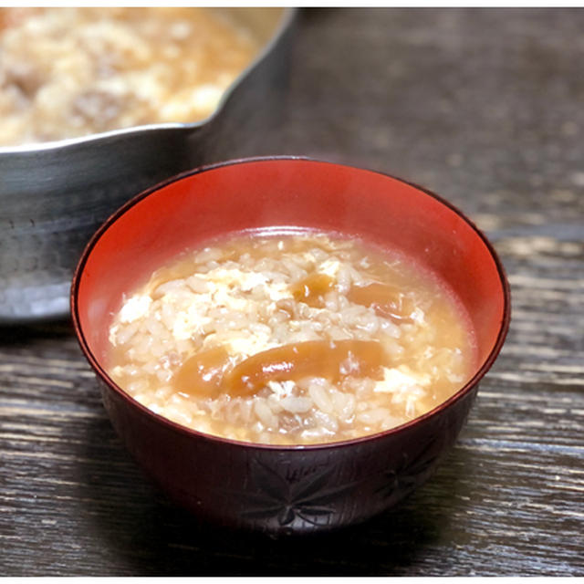 大腸カメラの前に（牛丼雑炊）