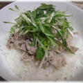 ある日の我が家の素朴ご飯♪　～豚しゃぶと水菜の梅しそ丼～