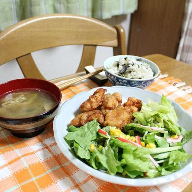 わらびの混ぜごはんと鶏のから揚げでうちごはん（レシピ付）