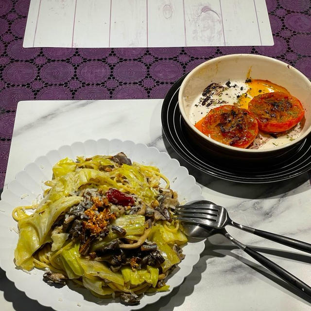 きびなごアンチョビと春キャベツペペロンチーノパスタの献立
