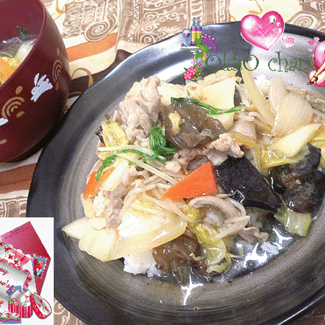 中華丼…  春雨スープ！！