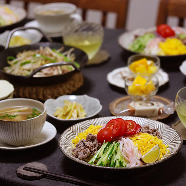 【献立】冷やし中華と、ネギ塩メンマと、豚もやしなど。～夏のニラは足が早い～