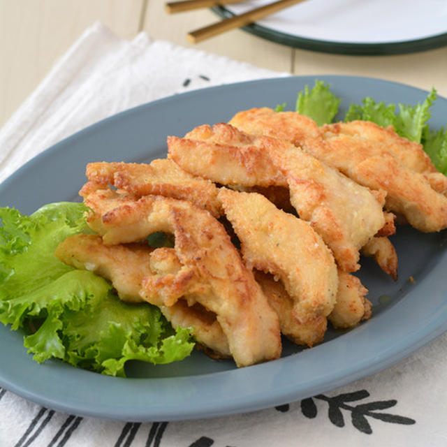 揚げ焼きオリーブチキン。【鶏むね肉・フライパン揚げ・オリーブオイル】のごはんの日。