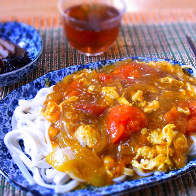 糖質制限! 糖質０g麺でトマトのあんかけカレーうどん