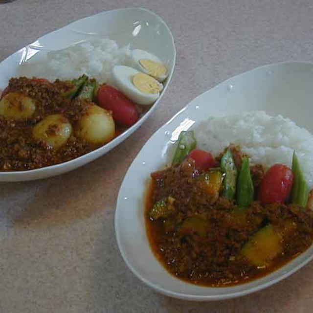 お好みのトッピング添えキーマーカレー