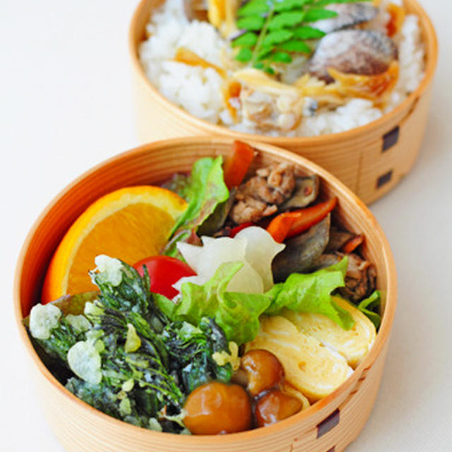 ５月８日　水曜日　たらの芽天ぷら＆あさりと干物の炊き込みご飯