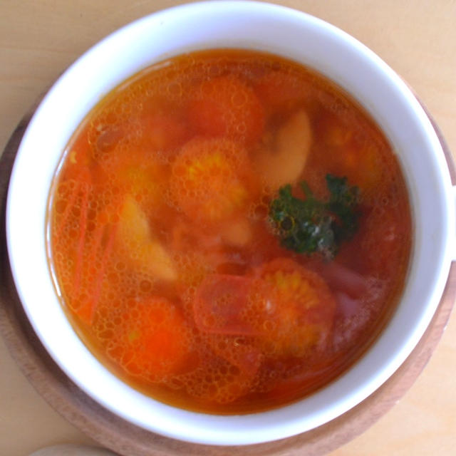 にんにくとミニトマトの元気スープ