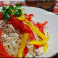 鶏とパプリカのごまだし素麺