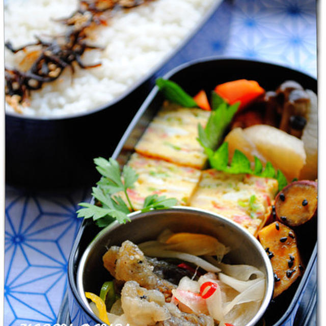豆あじの南蛮漬けのお弁当（パパ弁）