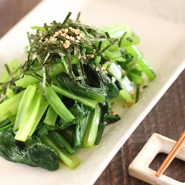 【レシピ】やみつき小松菜←ブロッコリー、豆苗、ほうれん草、玉ねぎなどで作ってもおいしい