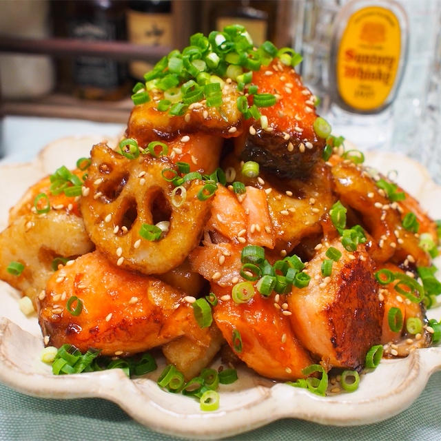 【レシピ】鮭とレンコンの甘酢炒め