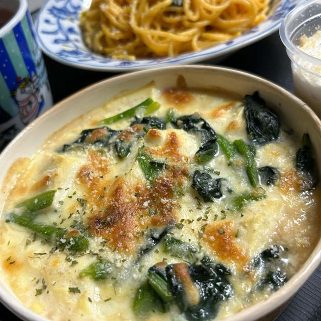 11.30『夜ごはん』お豆腐グラタン&パスタ❣️