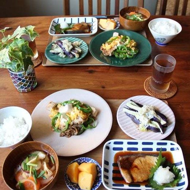 ぶりの照り焼き と ピーマンチャンプルー。