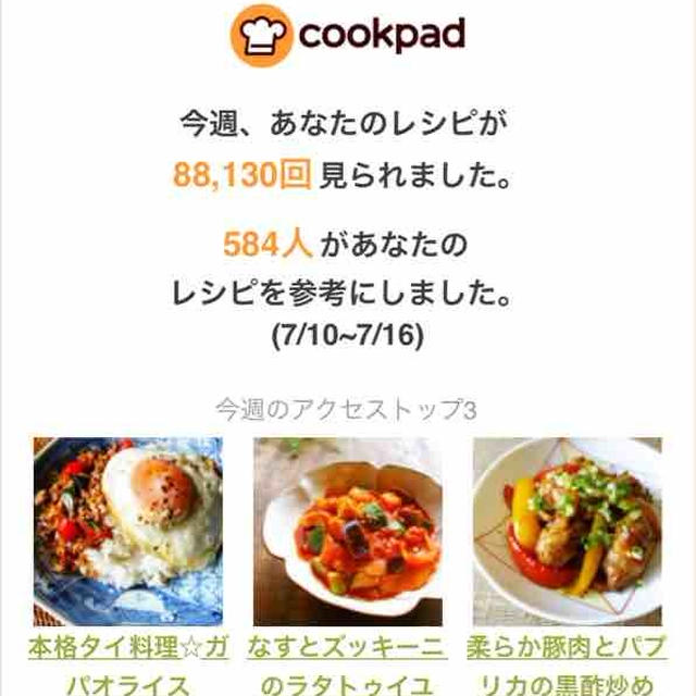 クックパッドさんの週間レポート