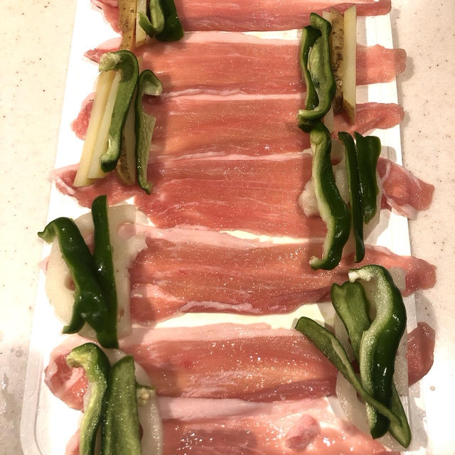 お弁当です「ポテト肉巻き」