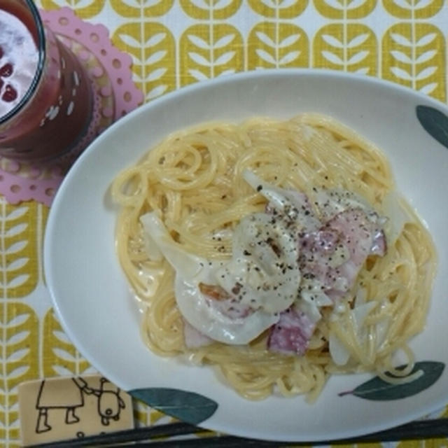 濃厚カルボナーラ☆2014/09/10の晩ごはん。