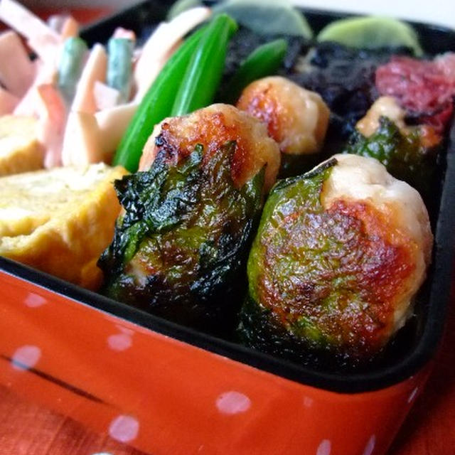 つくね棒のシソ巻きお弁当。