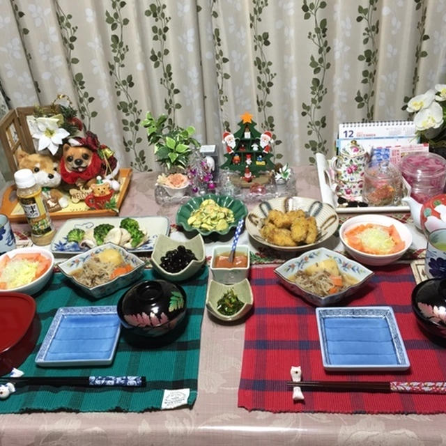 牡蠣フライ＆イカとブロッコリーのバター炒め