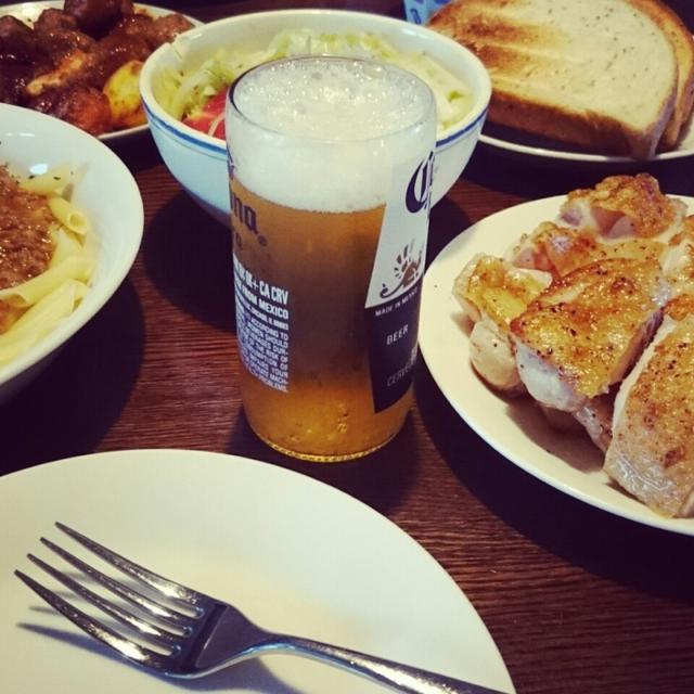 オールアップでお疲れビール(^_^)／□