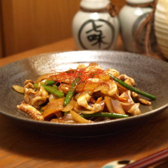 スルメイカゲソのマヨ肝炒め