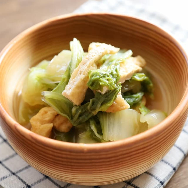 【今日の献立】ほったらかし調理で簡単なのに美味！「白菜と油揚げの煮浸し」