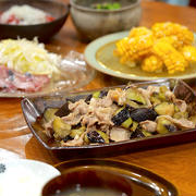 きのうの献立：茄子と豚肉の味噌炒め