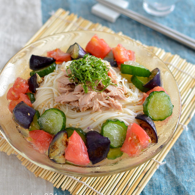 氷野菜そうめん。凍らせた夏野菜でひんやり！暑い日にピッタリ。【農家のレシピ帳】