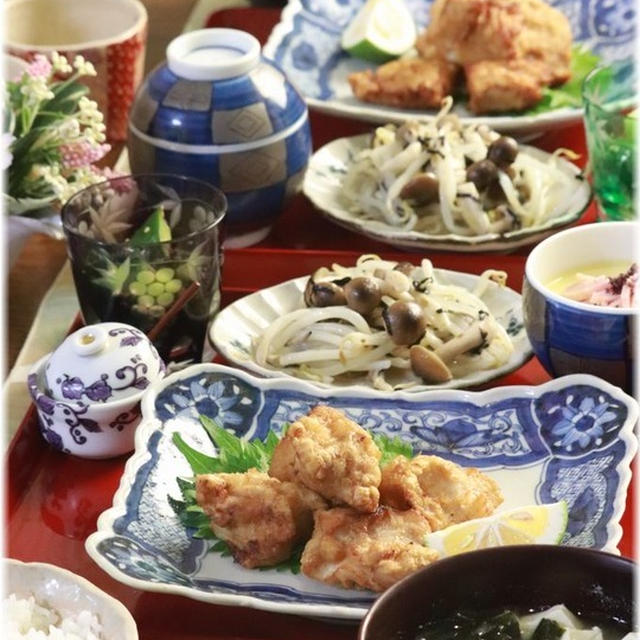 【レシピ・リンク】しょうゆ鶏天。の献立。と　お勉強は嫌い。