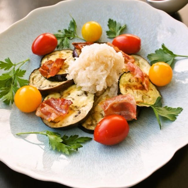 レシピブログ掲載☆魚焼きグリルで簡単☆さっぱり♪焼きナスのおろしポン酢サラダ