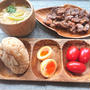 献立♪味噌汁、煮卵、炊き込みご飯、砂肝焼鳥の最強に美味しい献立