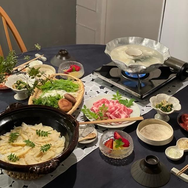 筍ごはん…と、湯豆腐と豚しゃぶの夜ごはん&トマトソース始め