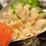 ミル貝の刺身、ミル貝わたとセロリのバター焼き