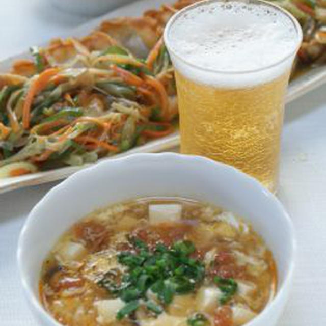 「トマトとお豆腐入りサンラータン」「揚げ餃子の野菜あんかけ」「ソーメン炒め」
