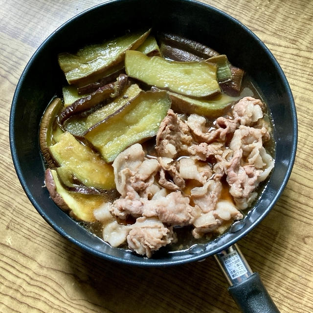 豚肉となすのすき煮を作ってみました