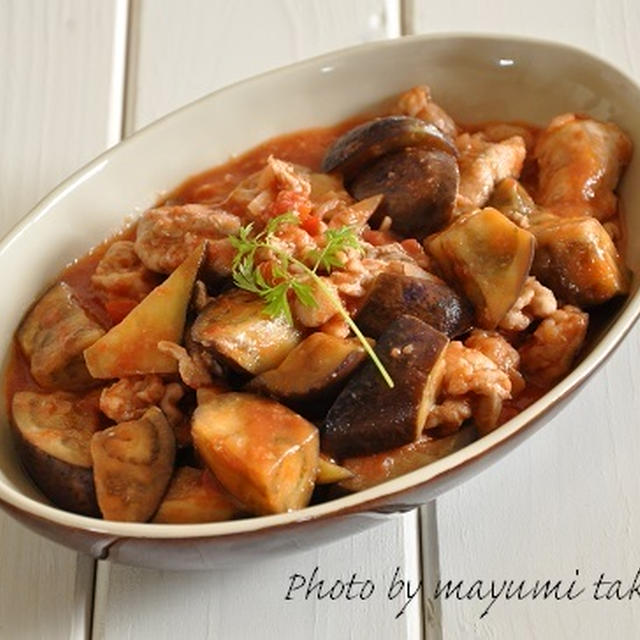 ストックおかず☆豚こまとなすのトマト煮込みと、掲載のお知らせ