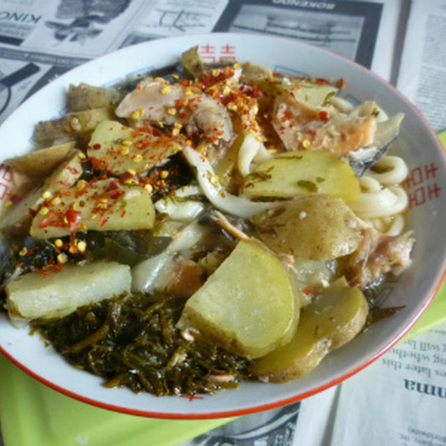 三平汁の残りで煮込みうどん