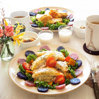 自家製鶏ハム　de　彩りクロックムッシュモーニング。。。