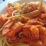 蟹とえびのトマトクリームパスタ