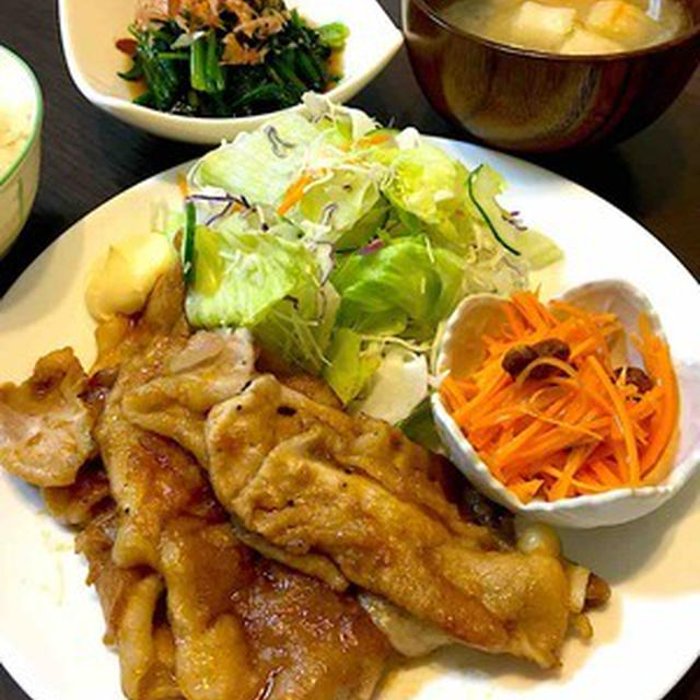 豚の生姜焼きの晩ご飯