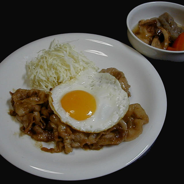 生姜焼きと炊き合わせ