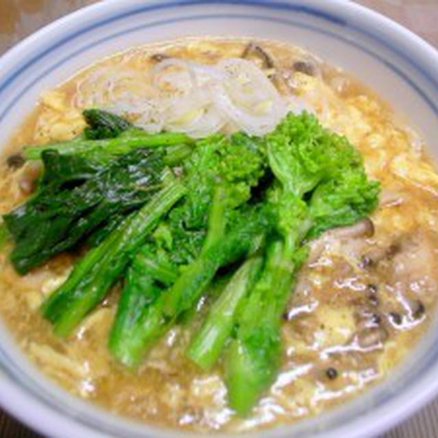 菜の花とホウレン草のとろみ卵ラーメン