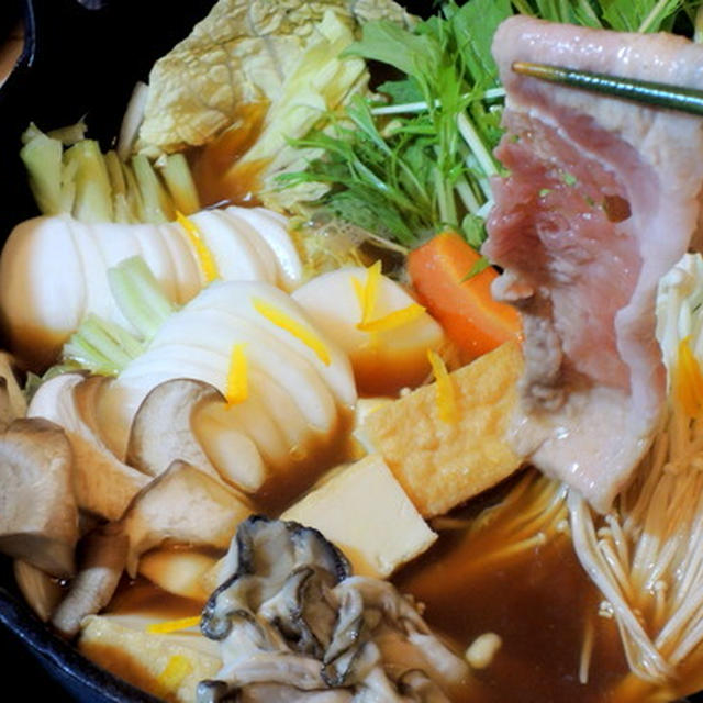 ごま油香る柑橘醤油つゆは豚肉で☆簡単しゃぶなべ～♪